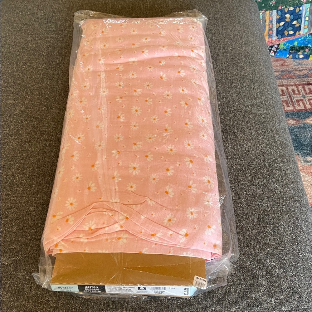 Nursery Pink Floral Cotton Gauze fabric 8 yards